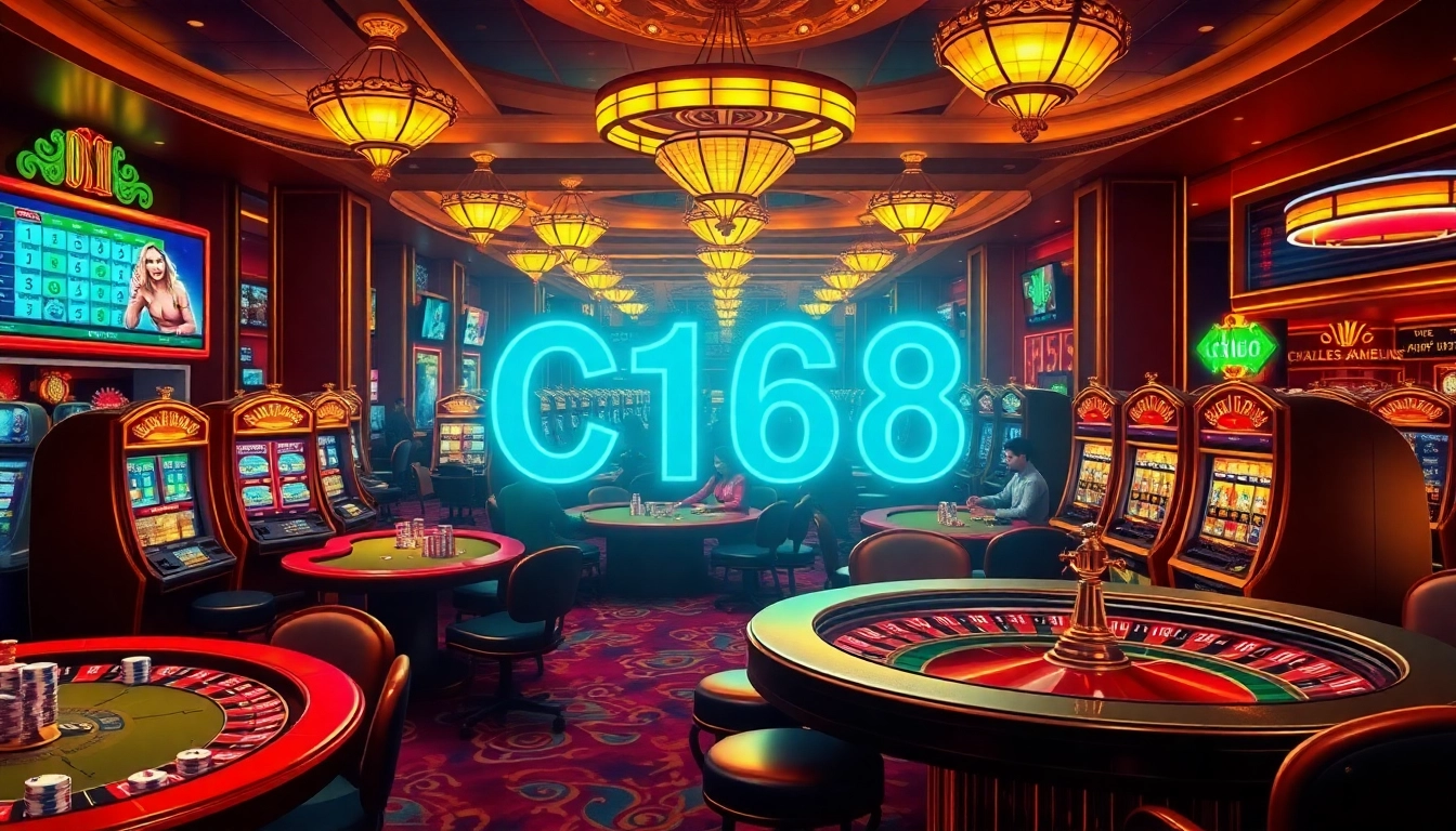 Players at the casino tables enjoy thrilling games in a lively atmosphere, highlighted by the vibrant keyword C168.