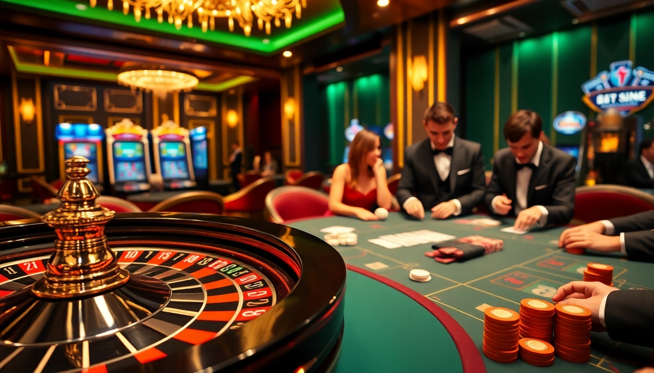 Experience the thrill of winning with https://new88c.co/ at a luxurious roulette table surrounded by excited players.